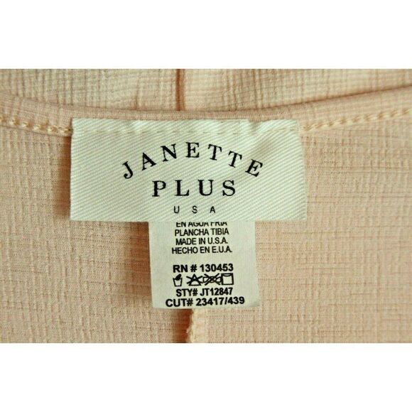 Janette 1X 2X Top Pink Tunic Crochet Lace 3/4 - Picture 2 of 7